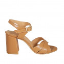 Sandale pour femmes en cuir cognac avec courroie talon 7 - Pointures disponibles:  34, 42, 43, 45