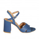 Sandale pour femmes en cuir bleu avec courroie talon 7 - Pointures disponibles:  33, 42, 43, 44, 45, 46