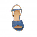 Sandale pour femmes en cuir bleu avec courroie talon 7 - Pointures disponibles:  33, 42, 43, 44, 45, 46