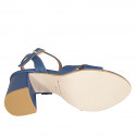 Sandale pour femmes en cuir bleu avec courroie talon 7 - Pointures disponibles:  33, 42, 43, 44, 45, 46