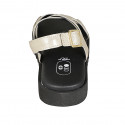 Sandale pour femmes en cuir lamé platine talon compensé 2 - Pointures disponibles:  32, 34, 42, 43, 44, 45, 46