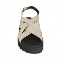 Sandale pour femmes en cuir lamé platine talon compensé 2 - Pointures disponibles:  32, 34, 42, 43, 44, 45, 46