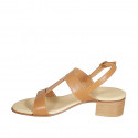 Sandalia para mujer en piel cognac con tacon 4 - Tallas disponibles:  43, 45