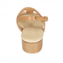 Sandalia para mujer en piel cognac con tacon 4 - Tallas disponibles:  43, 45