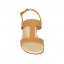 Sandale pour femmes en cuir cognac avec talon 4 - Pointures disponibles:  43, 45