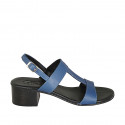 Sandale pour femmes en cuir bleu avec talon 4 - Pointures disponibles:  32, 33, 34, 43, 44, 45, 46