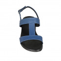 Sandale pour femmes en cuir bleu avec talon 4 - Pointures disponibles:  32, 43, 45