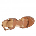 Sandalia para mujer con cinturon y plataforma en piel cognac tacon 12 - Tallas disponibles:  31, 32, 33, 34, 43, 44, 45