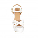 Sandale pour femmes avec courroie et plateforme en cuir blanc talon 12 - Pointures disponibles:  33, 34, 43, 44, 45