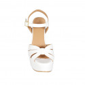 Sandale pour femmes avec courroie et plateforme en cuir blanc talon 12 - Pointures disponibles:  34, 43, 44