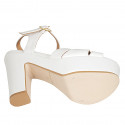 Sandale pour femmes avec courroie et plateforme en cuir blanc talon 12 - Pointures disponibles:  33, 34, 43, 44, 45