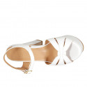 Sandale pour femmes avec courroie et plateforme en cuir blanc talon 12 - Pointures disponibles:  33, 34, 43, 44, 45