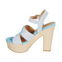 Sandalia para mujer con cinturon y plataforma en gamuza azul y azul claro tacon 12 - Tallas disponibles:  33, 34, 42, 43, 44