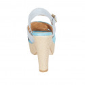 Sandalia para mujer con cinturon y plataforma en gamuza azul y azul claro tacon 12 - Tallas disponibles:  33, 34, 42, 43, 44