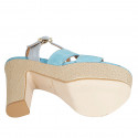 Sandalia para mujer con cinturon y plataforma en gamuza azul y azul claro tacon 12 - Tallas disponibles:  33, 34, 42, 43, 44