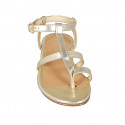 Sandalo infradito da donna in pelle laminata platino tacco 2 - Misure disponibili: 32, 33, 42, 43, 44, 45, 46