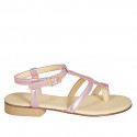 Sandalo infradito da donna in pelle laminata rosa tacco 2 - Misure disponibili: 32, 33, 42, 43, 44, 45