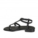 Sandalia de dedo en piel negra para mujer tacon 2 - Tallas disponibles:  32, 33, 42, 43, 44, 45, 46