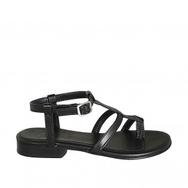 Sandale entredoigt pour femmes en cuir noir talon 2 - Pointures disponibles:  32, 33, 42, 43, 44, 45, 46