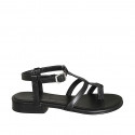 Sandalo infradito da donna in pelle nera tacco 2 - Misure disponibili: 32, 33, 42, 43, 44, 45, 46