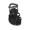 Sandalo infradito da donna in pelle nera tacco 2 - Misure disponibili: 32, 33, 42, 43, 44, 45, 46