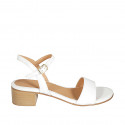 Woman's sandal with strap in white leather heel 4 - Available sizes:  32, 33, 44, 45