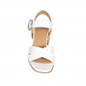 Woman's sandal with strap in white leather heel 5 - Available sizes:  42, 45, 46