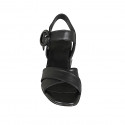 Sandalo con cinturino da donna in pelle nera tacco 5 - Misure disponibili: 33, 34, 46