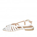 Woman's sandal in white leather heel 2 - Available sizes:  46