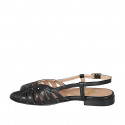 Woman's sandal in black leather heel 2 - Available sizes:  42, 43