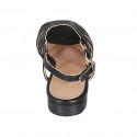 Woman's sandal in black leather heel 2 - Available sizes:  42, 43