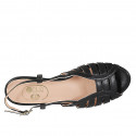 Woman's sandal in black leather heel 2 - Available sizes:  42, 43