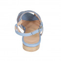 Woman's sandal in light blue leather heel 2 - Available sizes:  42, 44