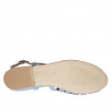 Woman's sandal in light blue leather heel 2 - Available sizes:  42, 44