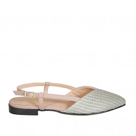 Zapato destalonado para mujer en rafia trensada verde y piel rosa tacon 2 - Tallas disponibles:  32