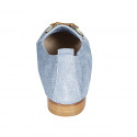 Woman's mocassin with bamboo accessory and elastic band in light blue denim-like suede heel 2 - Available sizes:  33, 34, 42, 43, 44, 45, 46