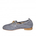 Woman's mocassin with accessory in dark blue denim-like suede heel 2 - Available sizes:  33, 43, 44, 45, 46