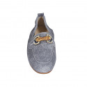 Woman's mocassin with accessory in dark blue denim-like suede heel 2 - Available sizes:  33, 43, 44, 45, 46