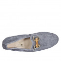 Woman's mocassin with accessory in dark blue denim-like suede heel 2 - Available sizes:  33, 43, 44, 45, 46