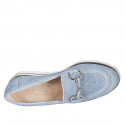 Mocassin pour femmes avec accessoire en daim type denim bleu clair talon compensé 4 - Pointures disponibles:  42, 46