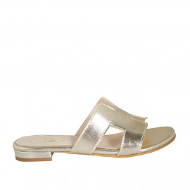 Woman's mules in platinum laminated leather heel 2 - Available sizes:  42