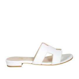 Woman's mule in white leather heel 2 - Available sizes:  42