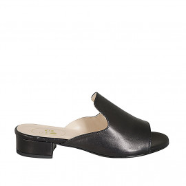 Highfronted mules in black leather heel 3 - Available sizes:  33, 34, 44, 45