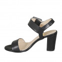 Sandalo da donna con fibbia in pelle nera tacco 8 - Misure disponibili: 32, 33, 34