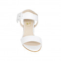 Woman's sandal in white leather with buckle heel 5 - Available sizes:  44, 45