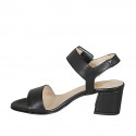 Woman's sandal with buckle in black leather heel 5 - Available sizes:  33, 44