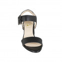 Sandalo da donna con fibbia in pelle nera tacco 5 - Misure disponibili: 33, 34, 44, 45