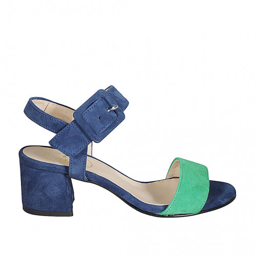 Woman's strap sandal in blue and...