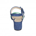 Sandalo da donna con fibbia in camoscio blu e verde tacco 5 - Misure disponibili: 33
