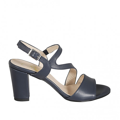 Sandale pour femmes avec elastique en cuir bleu talon 8 - Pointures disponibles:  32, 34